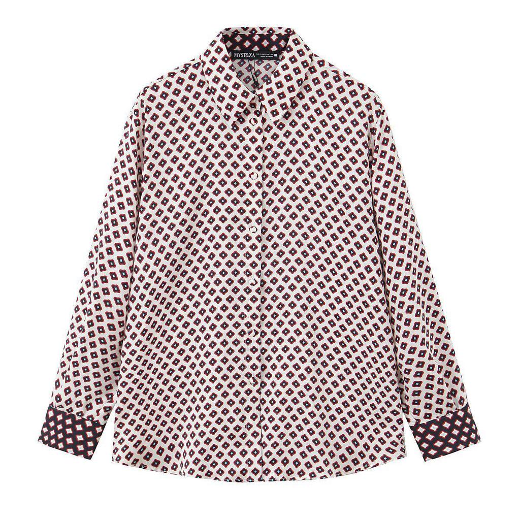 TAOP&ZA Women's Summer Silk Satin Printed Shirt & Casual Pants Set