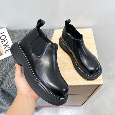Pantofi din piele Pantofi cu cap mare pentru bărbați, cu instrumente, cu talpă groasă, pantofi japonezi de nișă, la modă, ocazional, cizme Martin joase 86297-T
