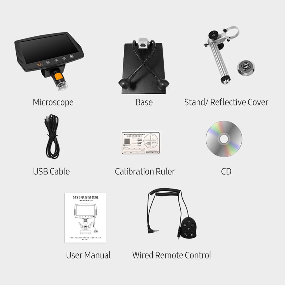 9-inch LCD Screen Video Microscope Support 32GB TF Card 1000X Microscope and Telescope 1080P with