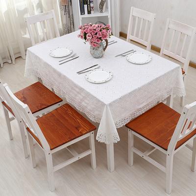 Tablecloth Flower Embroidery Lace Hem Splice Simple European Style Cover Washable Table Cloth For Tea Table