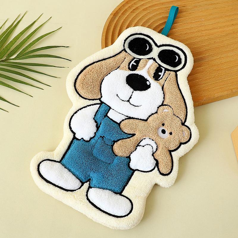 

Полотенце-салфетка для собаки с большими ушами, можно повесить, абсорбирующее полотенце, подвесной кухонный платок, креативное мультяшное полотенце синий