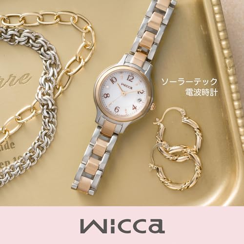 Citizen Wicca Solar-Tech Radio-Controlled Waterproof Watch, Silver and Warm Gold, KS1-937-13, Women's