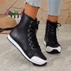 Mode-Stiefel für Damen in Übergrößen, Klassische Schwarze Stiefel, Damen-Ankle Boots mit Seitenreißverschluss, Flache Stiefeletten, Atmungsaktive Herbststiefel