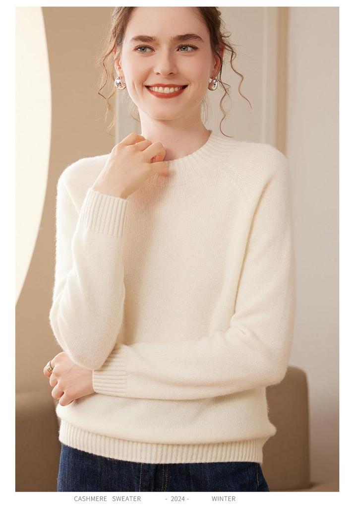 Women's New Fall/Winter Thick Cashmere Sweater, Half-High Collar Loose Knit, Plus Size Pullover Base Layer.