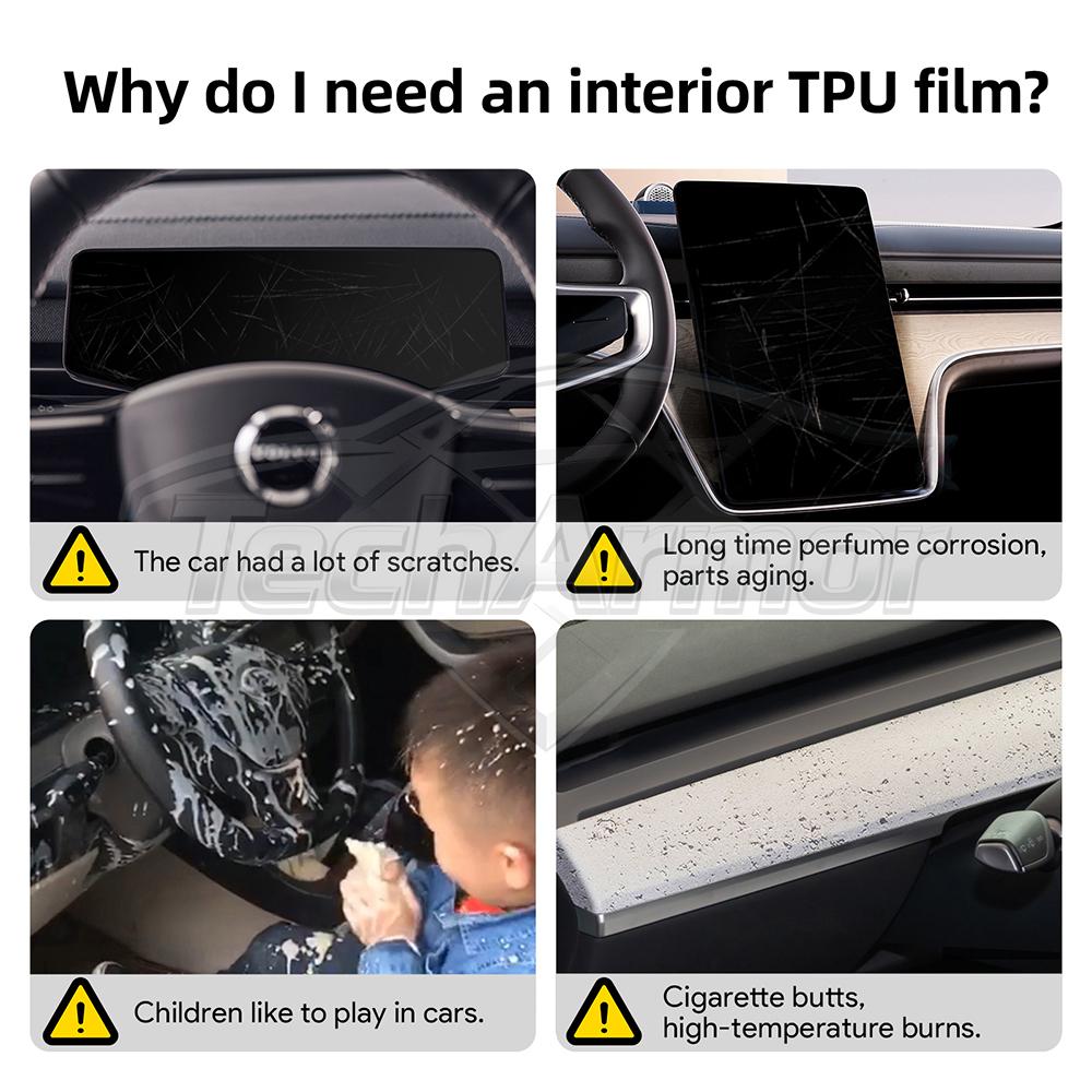 TPU Interior Protector Film for Volvo EX90 Polestar 3 2024-2026 Dashboard Anti-Scratch Self-Healing Sticker