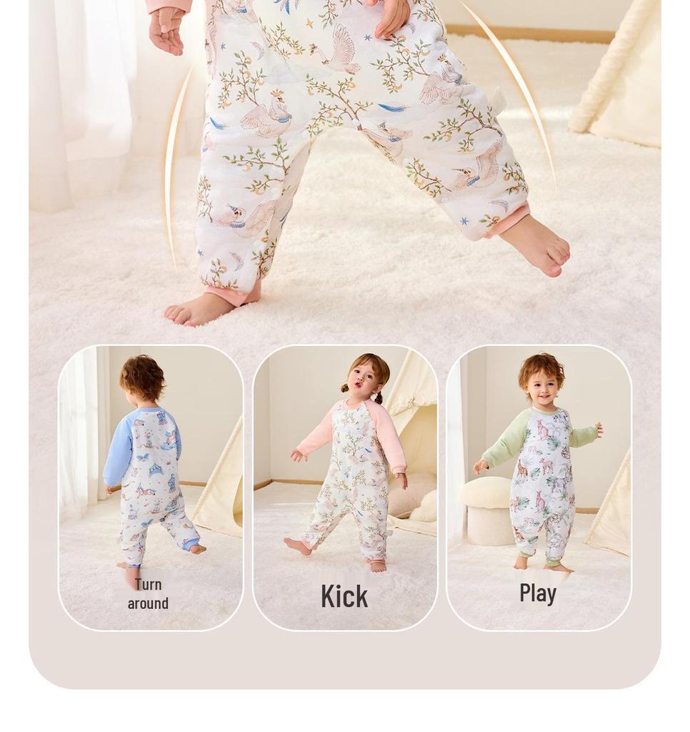 Camellia Constant Temperature Baby Sleeping Bag - Autumn & Winter Quilted Anti-Kick Blanket with Legs for Children