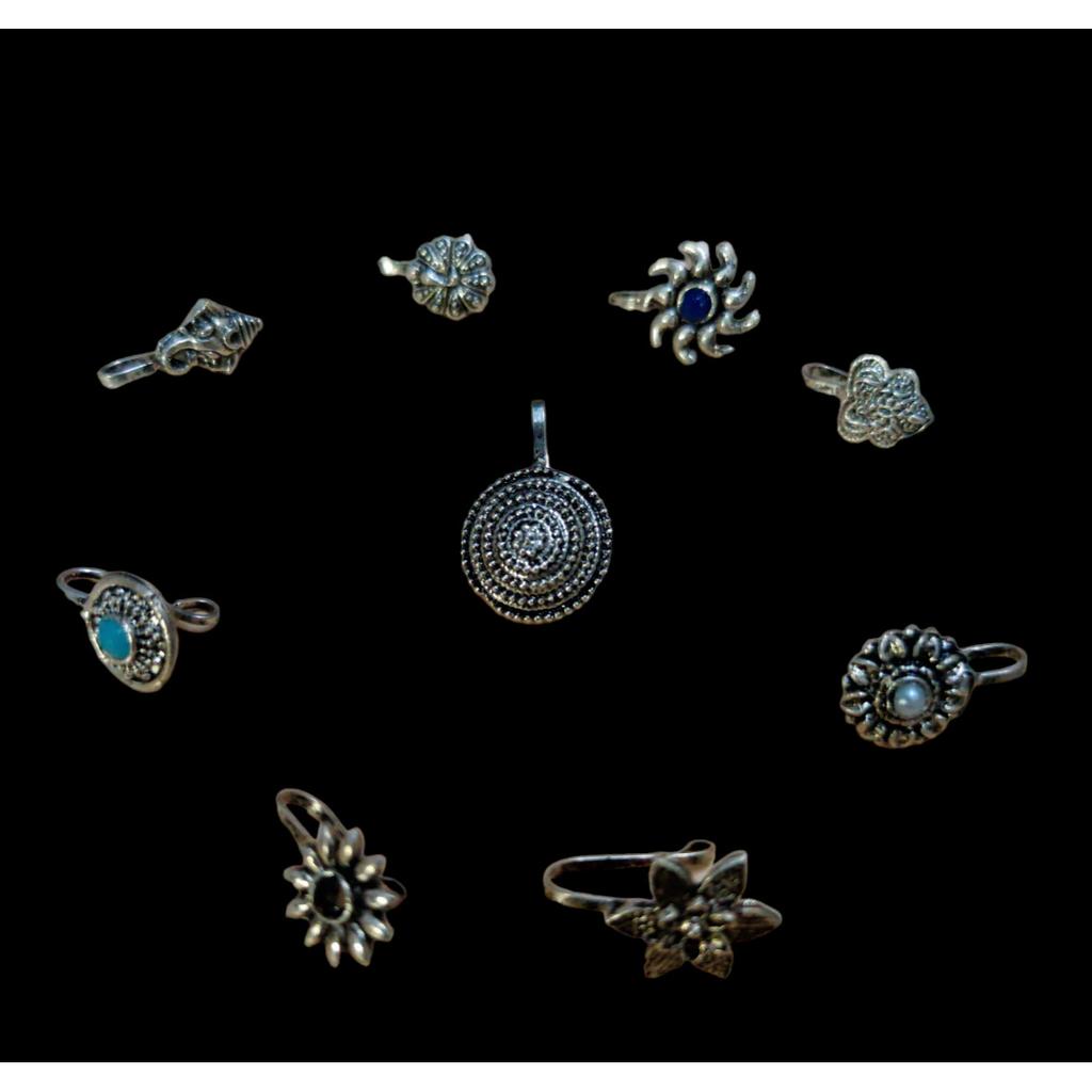 @ Beautiful Design Nose Pin Without Piercing For Women & Girl Set Of 9 UKR684_60%OFF
