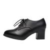 Round head high heels single shoes autumn new temperament lace-up deep mouth waterproof table