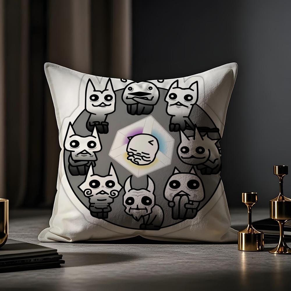 B-Battle Cats Anime Cushion Cover Anti-dustmite Pillowcase Invisible Zipper Silky Short Plush Sofa Cushion Cover