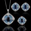 Jewelry Set, Earrings, Ring Necklace, Blue Spinel Square Design, High-End Light Luxury Women'S Colored Treasure.