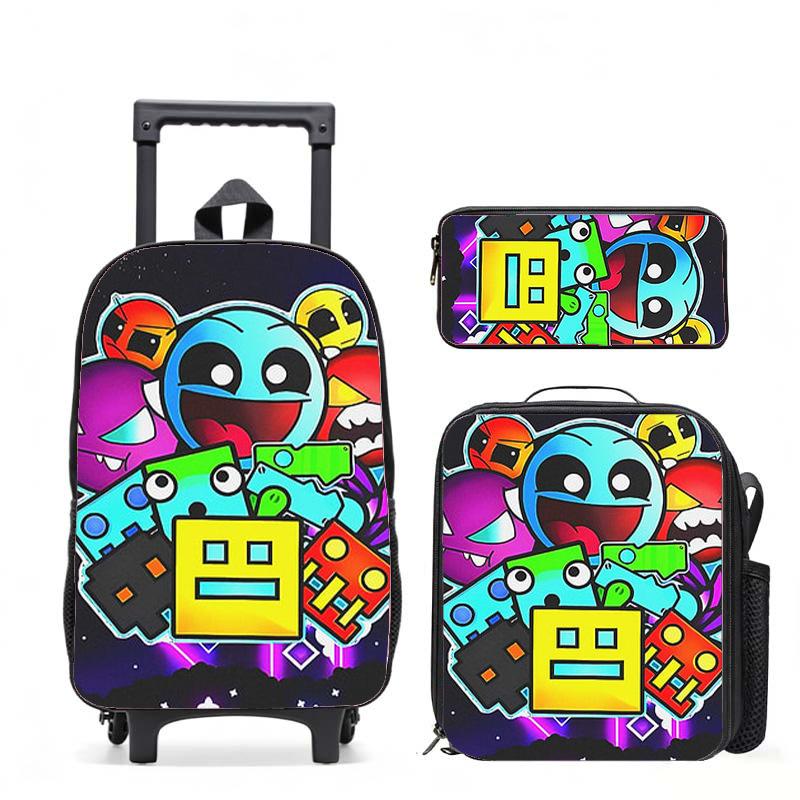 Geometrydash Backpack Geometrydash Elementary And Secondary School Printed Tie Rod Backpack
