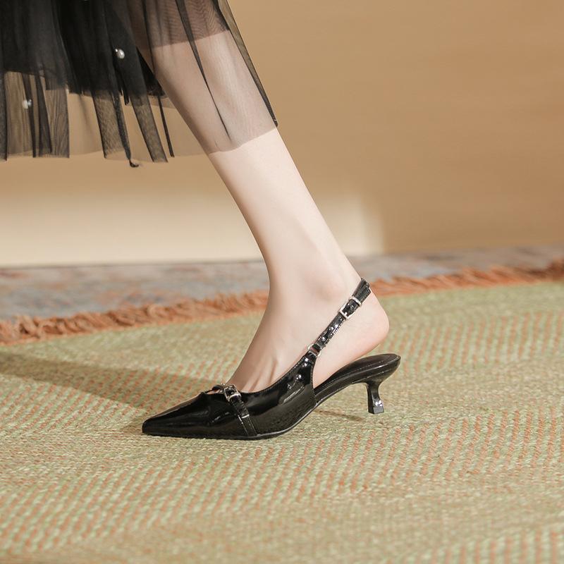 Spot L-218 new 2025 simple high heels with black pointed stiletto fashion high heel sandals women