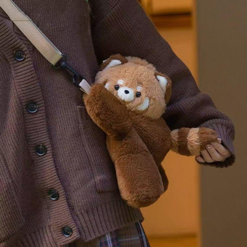 Kawaii Raccoon Plush Backpack - Single/Double Shoulder Cartoon Style