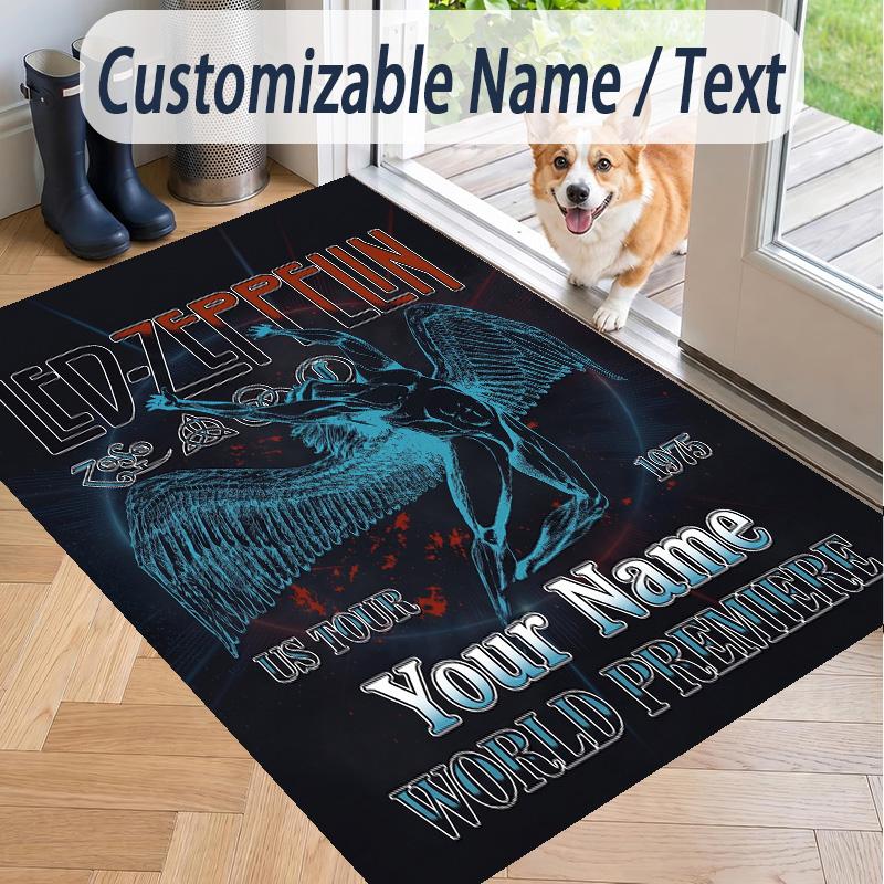 Custom Text Printed Rug Led Zeppelin Non Slip Floor Carpet For Home Room Decor