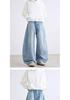 Men's Straight-Leg Print Jeans: Trendy Spring/Autumn High Street Long Pants