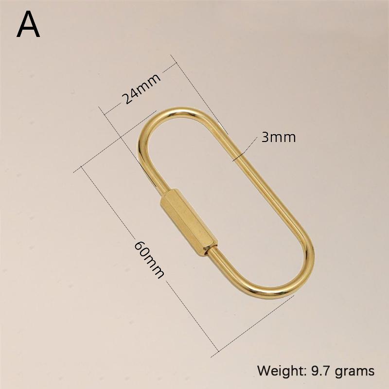 

Copper Keychain With Lock Gold Color Camping Carabiner Survival Camping Equipment Buckles Hooks Key Ring Accessories A