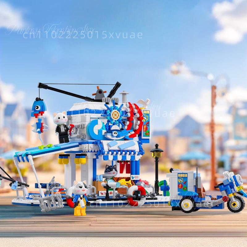 New Cat Streetscape Building Blocks Don't Move's My Territory Small Particles Assembled Model Toys Decoration Children's Gift