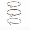 Simple Personality Versatile Rose Gold Simple Temperament Heart-shaped Chain Buckle Snake Bone Chain Fashionable Couple Bracelet for Girlfriend