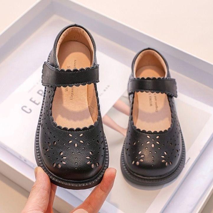 Girls Spring Summer Cutout Princess Leather Shoes Soft Sole Toddler Single Shoes size 26