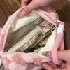 Heart-shaped plush makeup bag, soft travel cosmetics storage bag, portable pencil case, cute storage bag