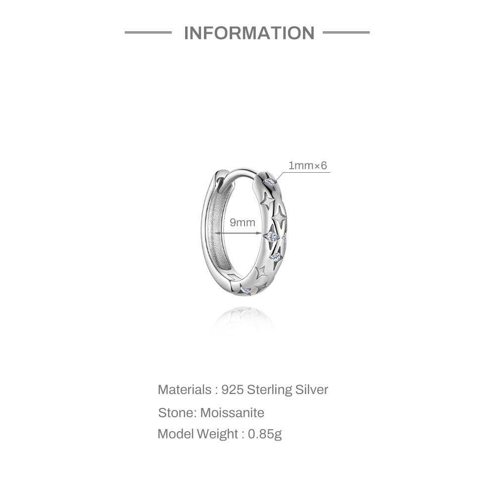 6/7/8/9mm 1pc Sparkling Moissanite Earrings Classic Shining Circle Hoop Earrings For Women Fine Jewelry