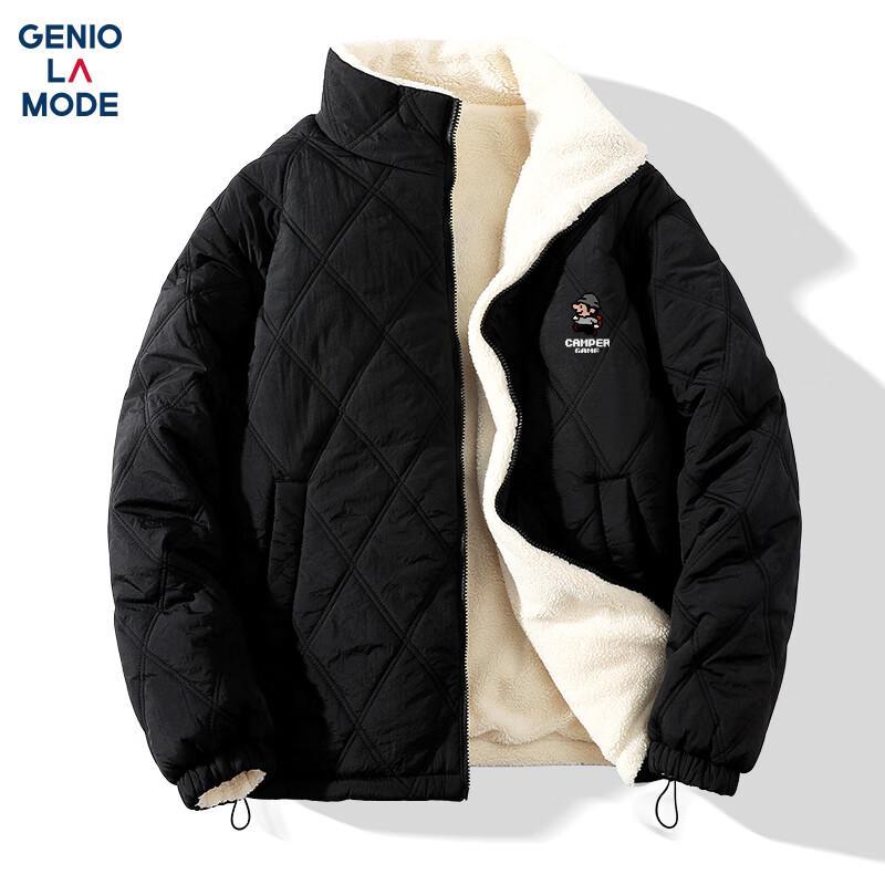

GENIOLAMODE Men s Thickened Stand-Collar Padded Jacket M