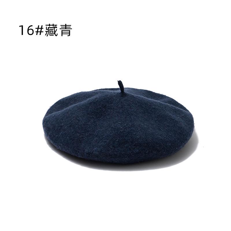Hat Female Winter Imitation Wool Beret British Autumn and Winter Versatile Knitted Painter Hat Pumpkin Hat