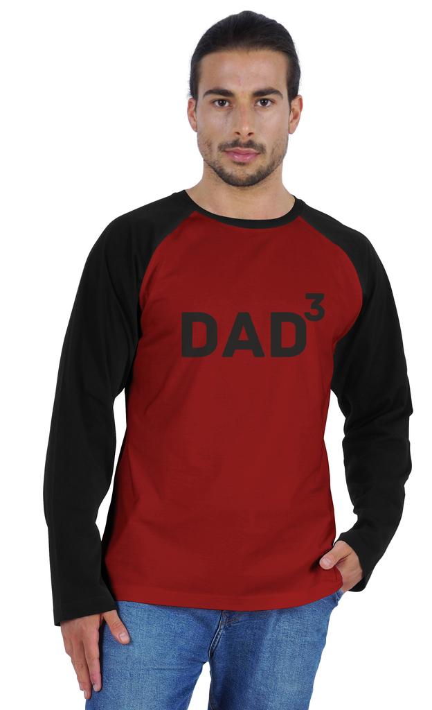 Inkmeso Raglan Full Sleeves Tshirt For Men Graphic Dad Tshirt For Father Of 3