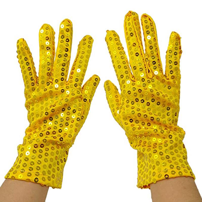 Adult Sparkling Glitter Stage Gloves Night Dance Performance Sequins Short Gloves Costume Cosplay Accessories