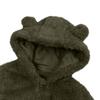 Baby Plush Warm One-Piece Bear Hooded Zipper Children's Solid Color Sleepsuit