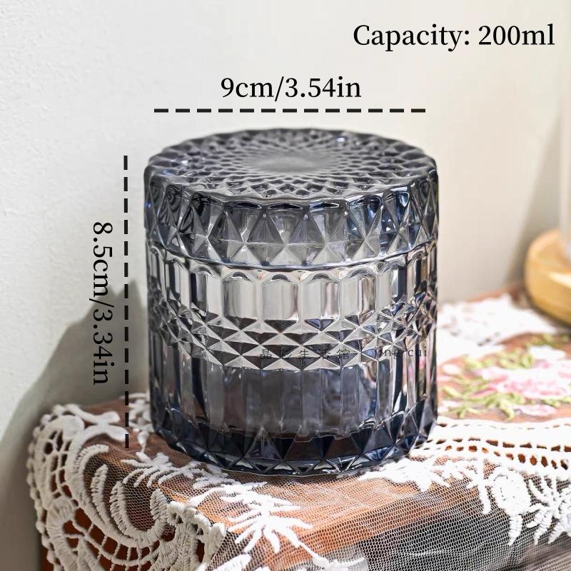

Multicolor Crystal Glass Storage Jar,Candy Glass Jar with Lid Aromatherapy Candlestick Container Home Dressing Table Decoration 9 cm