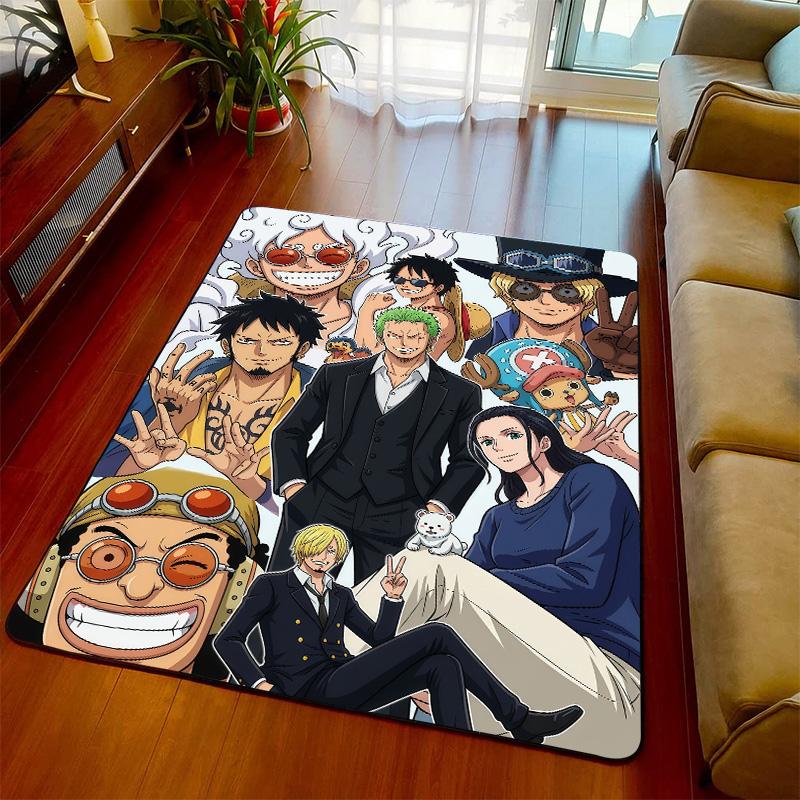 One Piece Interior Carpet Rug Anime Floor Mat Soft Feel Non Slip Backing for Living Room Bedroom -QJY
