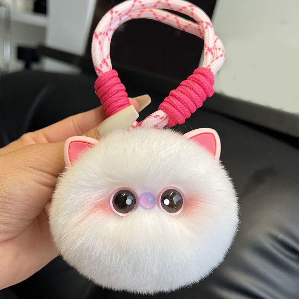 Stuffed Imitation Rabbit Fur Keychain Furry Plush Ball Key Chain Cat Plush Pendant Women Girls