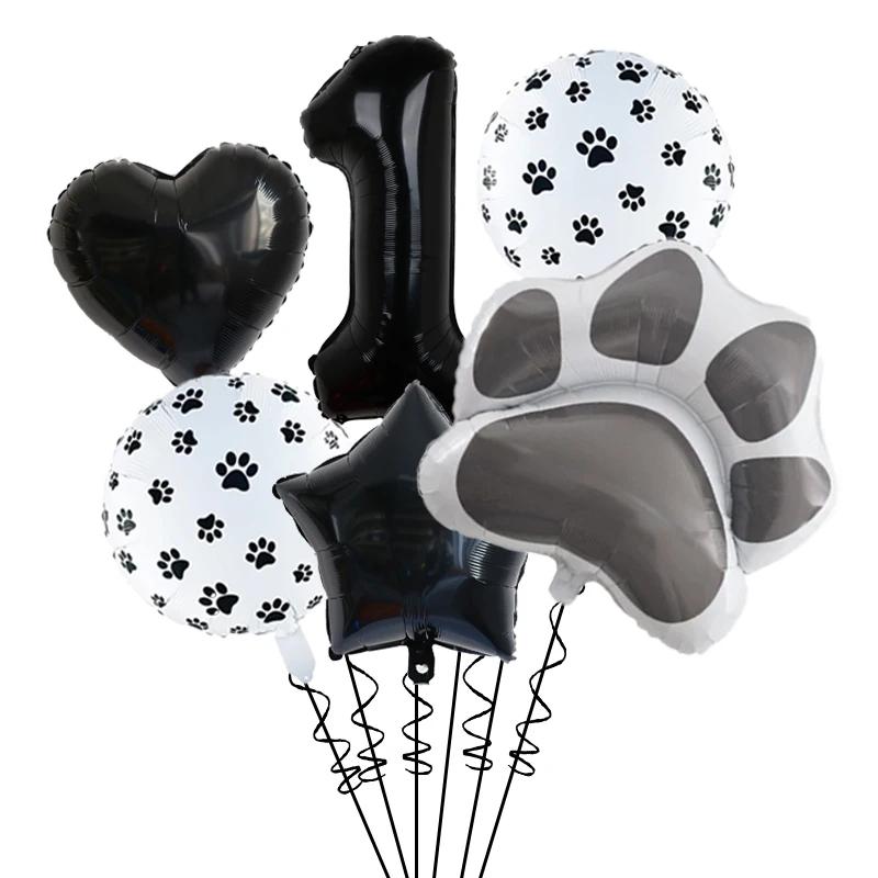 Black Puppy Paw Birthday Party Decor Cat Paw Party Supplies Tableware Cup Plates Balloons For Kids Favors Gifts Baby Shower