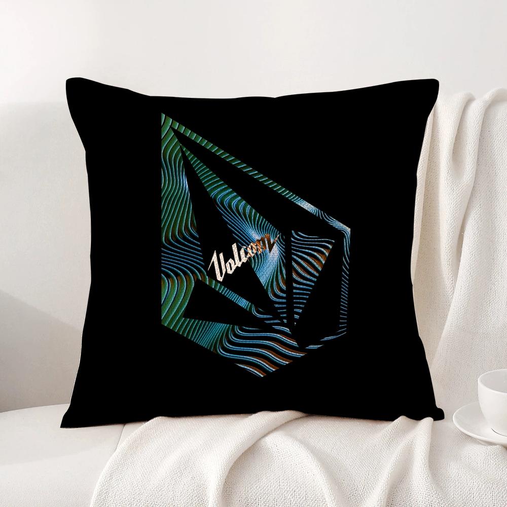 VVolcomS LOGO Cushion Cover Natural Linen Organic Fabric DoubleSided Printing Sofa Home Decor Breathable Bed Pillow