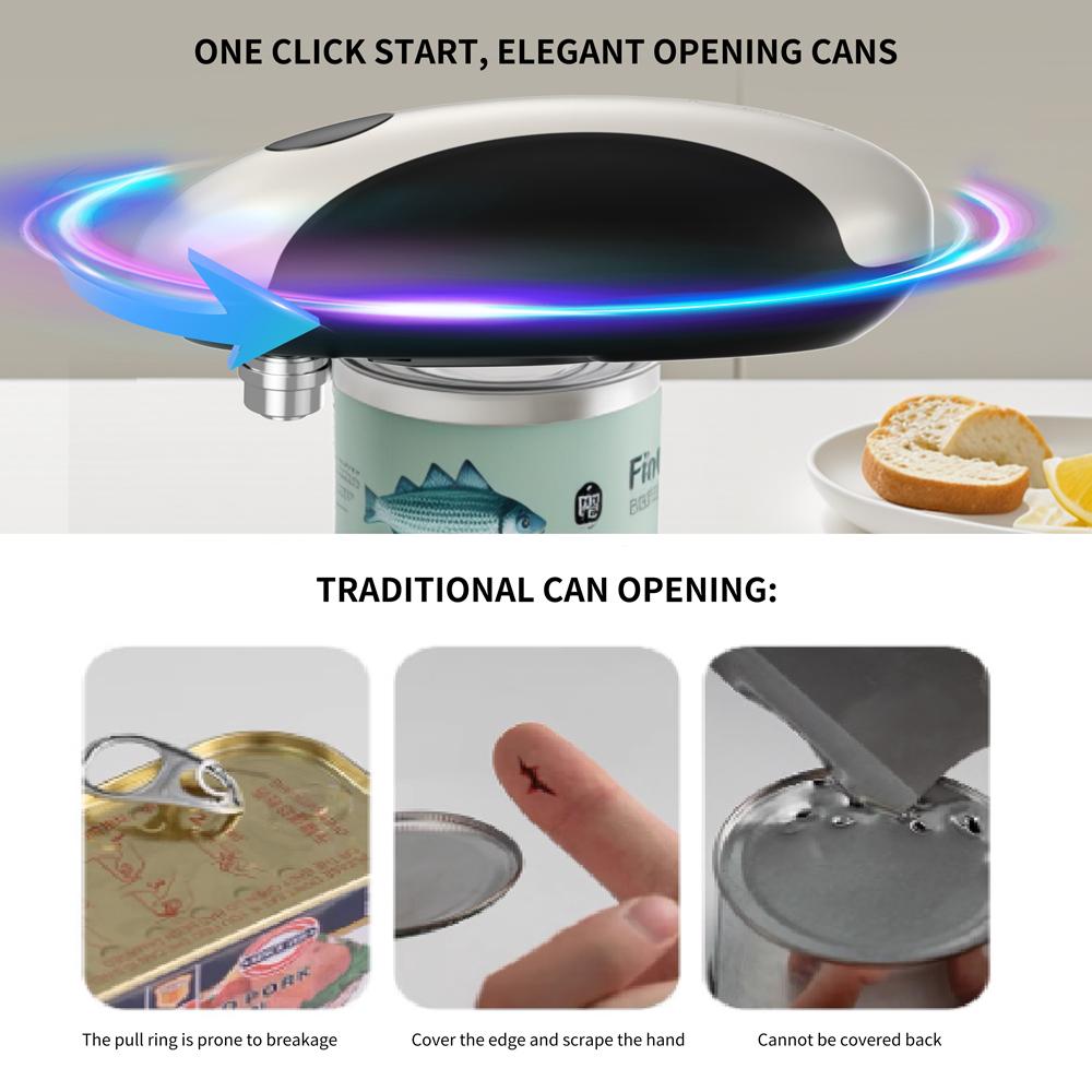 Electric Can Opener Automatic Jar Opener Portable Rechargeable Kitchen Can Opener Hands-Free Easy Pull One Touch Tin Can Opener