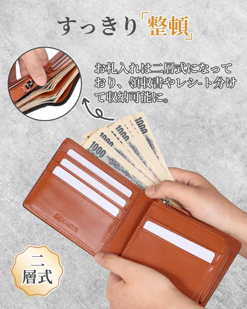 Popular Genuine Large YKK Coin Made by Top Leather For Good Day Gift [Tochigi Leather] Men's Wallet, Bi-fold, Brand, Leather, Capacity, Zipper,