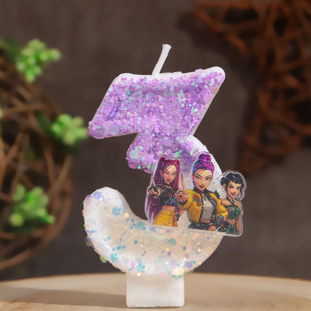 NEW Demon Hunters Digital Candle Cake Decoration KPop Numi Mira Zoe Digital Candle Cake Top Birthday party cake decoration