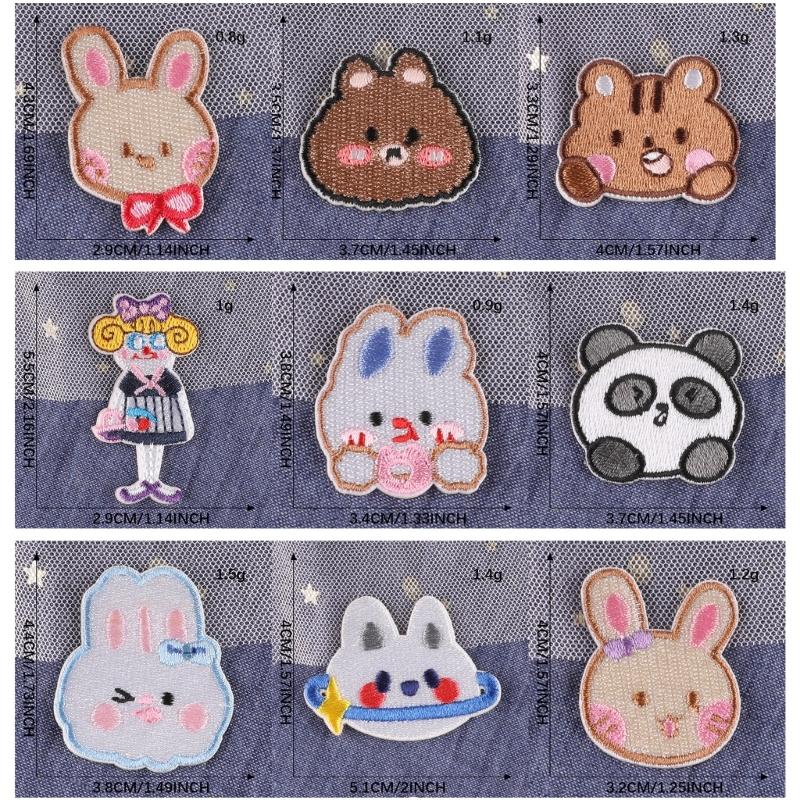 9 Pcs Animal Sew On/Iron On Patches Cartoon Panda Embroidered Patches Sewing Patches Applique Patches for Bag Decoration
