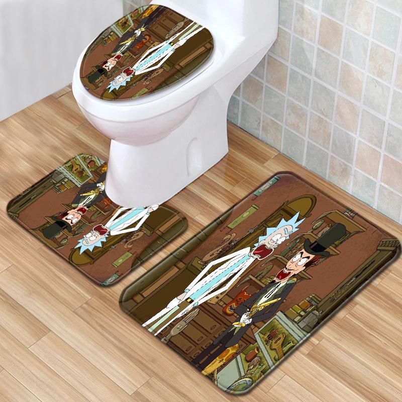 Animation Bathroom Floor Mat Three-Piece Bathroom Carpet Toilet Mat Set Door Mat Bathroom Non-Slip Mat