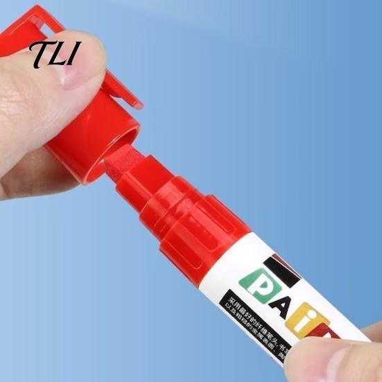 Plastic Surface Paint Pens 12 Colors Flat Tip Marker, Oil Based Broad Pen for Metal Tire Steel Glass Leather, Waterproof Quick Dry Touch Up