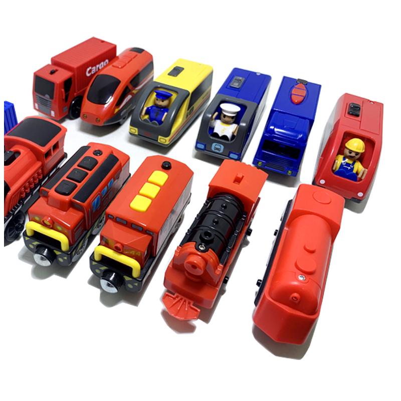 Electric Train Locomotive Magnetic Car Diecast Slot Fit All Brand Wooden Train Track Railway For Kids Children's Toy W02