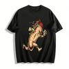 Angry Anthropomorphic Hot Dog Graphic Casual Short Sleeve Tee Pure Cotton T-shirt