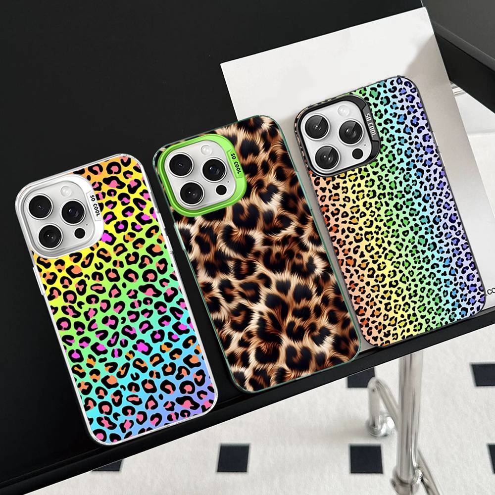 Classic Leopard Cheetah Phone Case For IPhone 17 16 15 14 13 12 11 Pro Max Plus Color Silver Cover