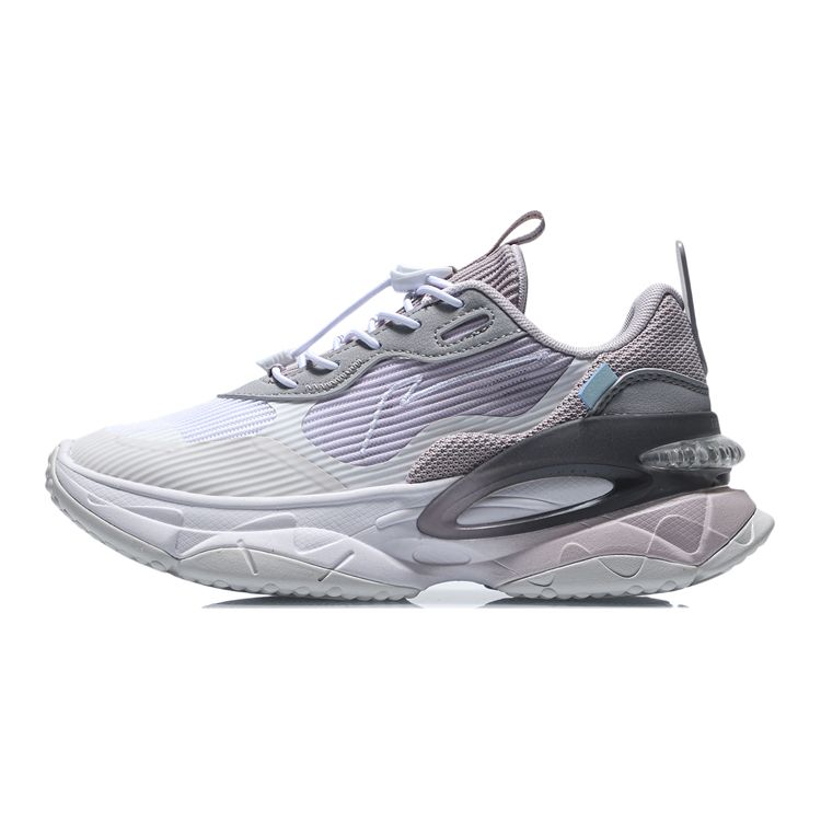 Li-Ning Cooling Shock Absorption Non-Slip Wear-Resistant Breathable Lightweight Low-Top Running Shoes Kids Sneaker Gray Purple YKCR072-2