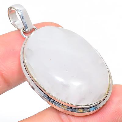 Natürlicher Regenbogen-Mondstein-Edelstein, 925er Sterling-Silber-Anhänger, 4,8 cm, b1W10