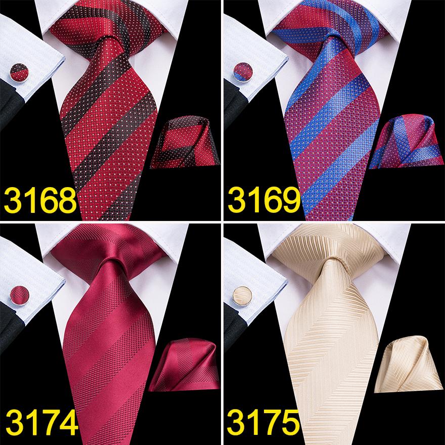 Hi-Tie Business Formal Striped Tie Jacquard Woven Silk Necktie Handkerchief Cufflinks Set for Men