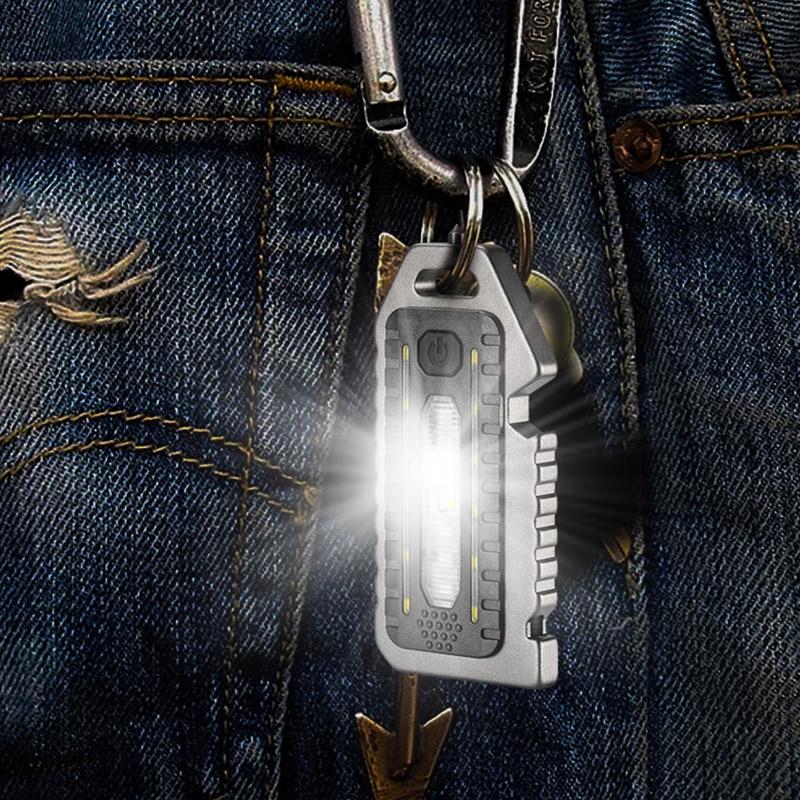 Keychain Flashlights Mini Led Light Selfdefense Whistle Multifunctional Portable Rechargeable 10W Built In Battery for Outdoor