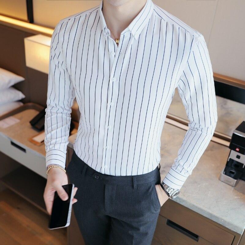 Herren Langarm Hemd Kragen Buisness Freizeit Hemden Schlank Fit Gestreift Hemd Herren Langarm Hemd Kragen Buisness Freizeit Hemden Schlank Fit Gestreift Hemd