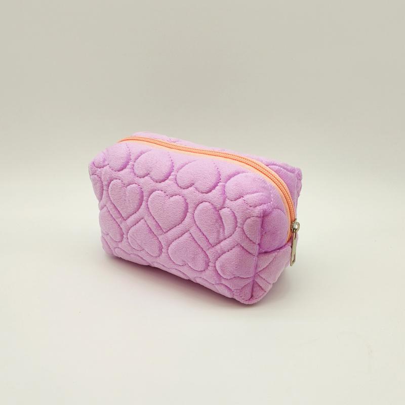 Fashion Heart Quilted Makeup Storage Bag Portable Travel Organizer Cosmetic Toiletry Pouch Cute Make Up Handbag Purse Bag
